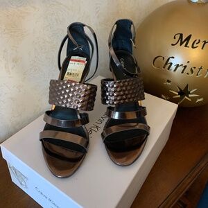 Calvin Kelin’s Bronze Color Strappy Sandal 4 1/2” Heels